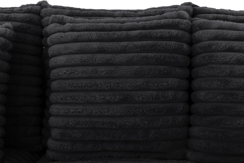Alto 2-Piece Ultra Plush Faux Fur Fabric Sectional with Dual Cupholders and USB Ports - Ebony