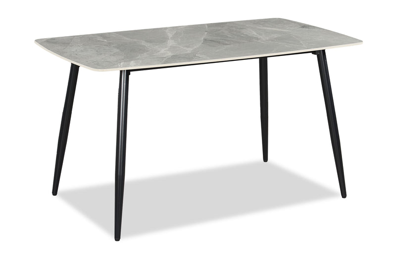 Arlo 5pc Dining Set with Table & 4 Charcoal Chairs, Sintered Stone & Metal, 55\"W - Charcoal & Grey/Black