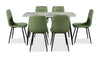 Arlo 7pc Dining Set with Table & 6 Green Chairs, Sintered Stone & Metal, 55"W - Green & Grey/Black | Ensemble de salle à manger Arlo 7 pièces en pierre frittée et métal avec table de 55 po (L) et 6 chaises vertes - vert, gris et noir