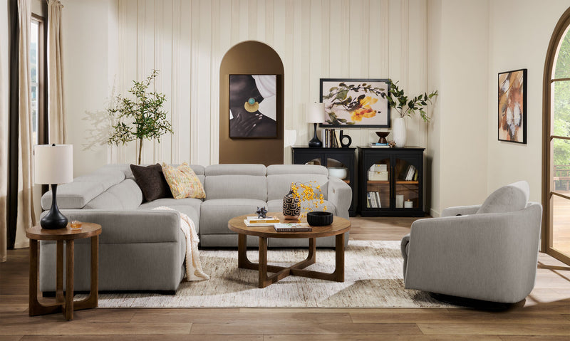 Cindy Crawford Home Aspen 3-Piece Power Reclining Sectional with Adjustable Headrests and USB Port - Silver