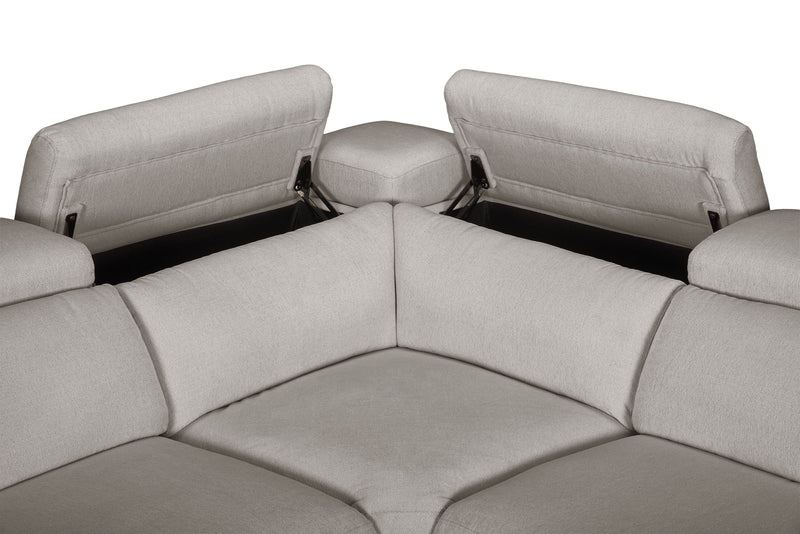 Cindy Crawford Home Aspen 4-Piece Power Reclining Sectional with Armless Chair and USB Port - Silver