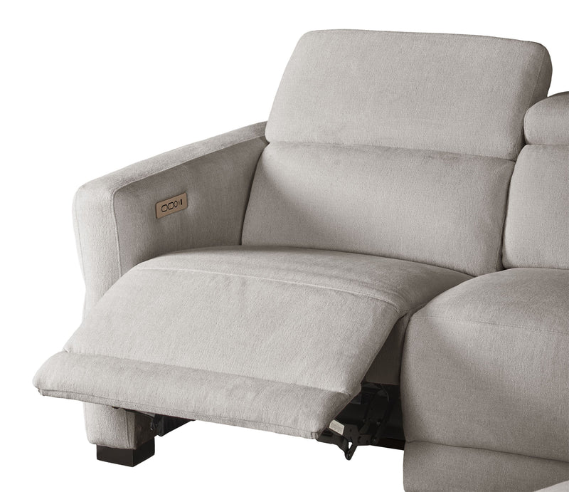 Cindy Crawford Home Aspen 4-Piece Power Reclining Sectional with Armless Chair and USB Port - Silver