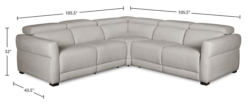 Cindy Crawford Home Aspen 3-Piece Power Reclining Sectional with Adjustable Headrests and USB Port - Silver