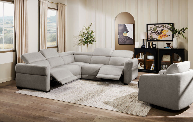 Cindy Crawford Home Aspen 3-Piece Power Reclining Sectional with Adjustable Headrests and USB Port - Silver
