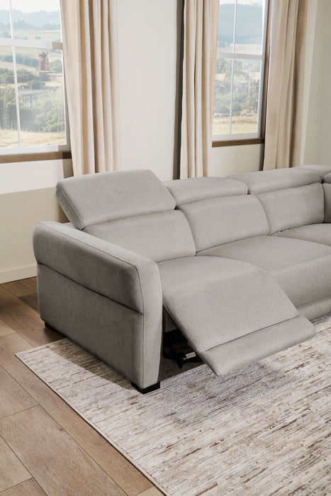 Cindy Crawford Home Aspen 3-Piece Power Reclining Sectional with Adjustable Headrests and USB Port - Silver