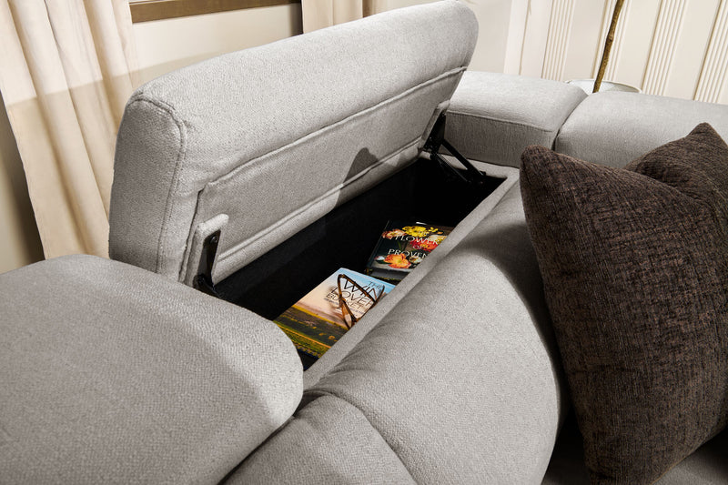 Cindy Crawford Home Aspen 3-Piece Power Reclining Sectional with Adjustable Headrests and USB Port - Silver