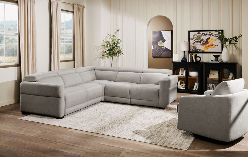 Cindy Crawford Home Aspen 3-Piece Power Reclining Sectional with Adjustable Headrests and USB Port - Silver