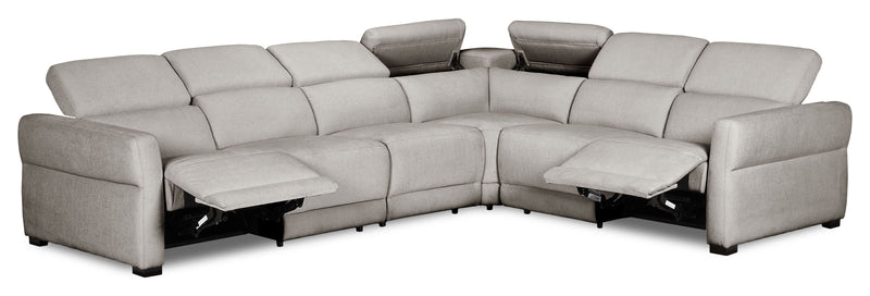 Cindy Crawford Home Aspen 4-Piece Power Reclining Sectional with Armless Chair and USB Port - Silver
