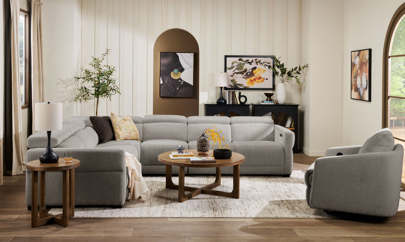 Cindy Crawford Home Aspen 4-Piece Power Reclining Sectional with Armless Chair and USB Port - Silver