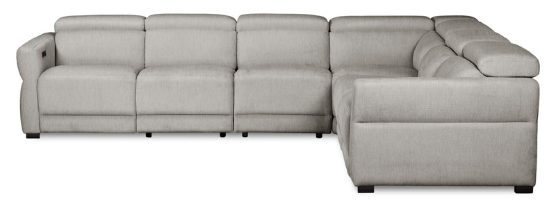 Cindy Crawford Home Aspen 4-Piece Power Reclining Sectional with Armless Chair and USB Port - Silver