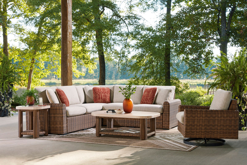Banff 3-Piece Outdoor Patio Set with 2 Loveseats & Corner Chair - Weather Resistant - Brown/Beige