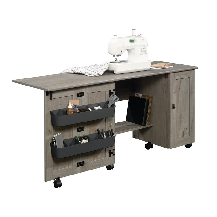 Brett 40.08” 3 Shelf Sewing and Craft Cart with Casters – Mystic Oak