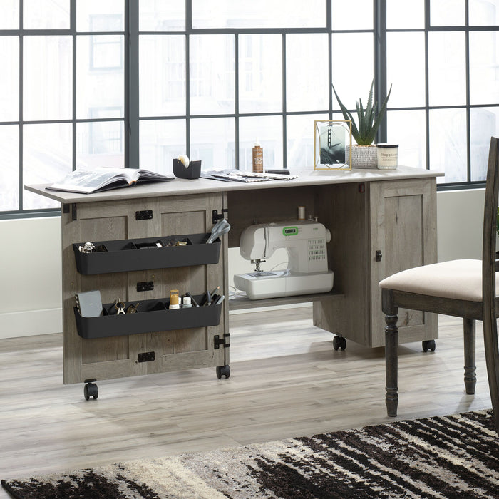 Brett 40.08” 3 Shelf Sewing and Craft Cart with Casters – Mystic Oak