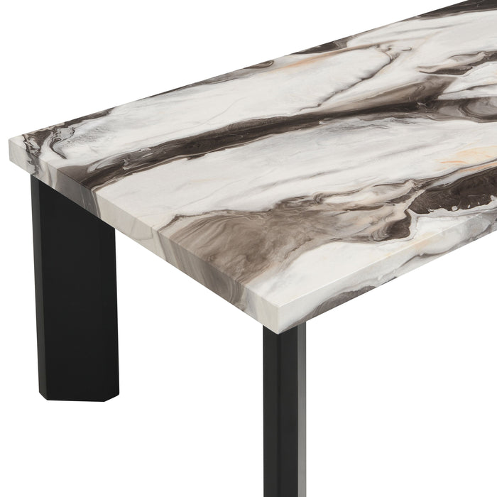 Carra 47.64\" Modern Coffee Table with Marble-Look Top - Black