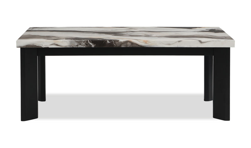 Carra 47.64\" Modern Coffee Table with Marble-Look Top - Black