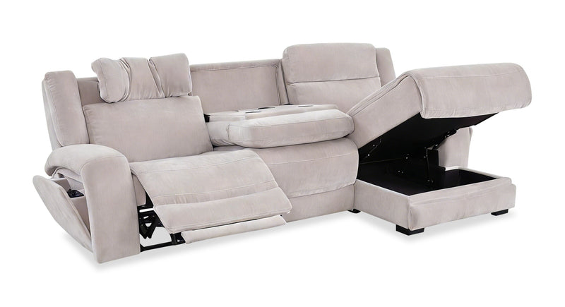 Shaquille O’Neal Home Legacy 3-Piece Right-Facing Power Reclining Sectional with Shaq-o-pedic Comfort - Grey 