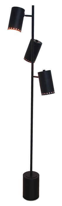Sable 14\" Modern Floor Lamp with Three Swivel Metal Shades – Black