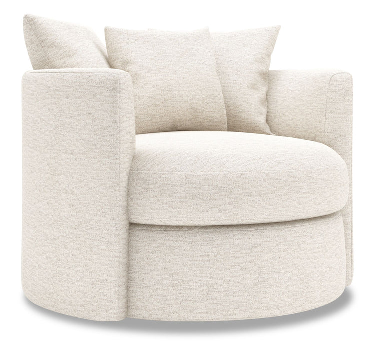 Made in Canada Sofa Lab Customizable Nest 36\" Fabric Swivel Accent Chair – Chenille White 