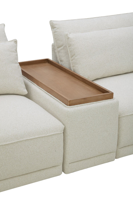 Palisade 6-Piece Fabric Sectional with Flip Top Storage Console and Accent Pillows - Sand