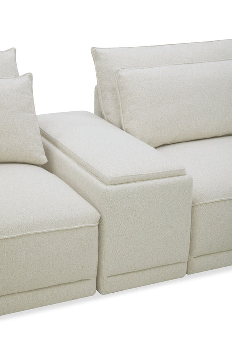 Palisade 6-Piece Fabric Sectional with Flip Top Storage Console and Accent Pillows - Sand