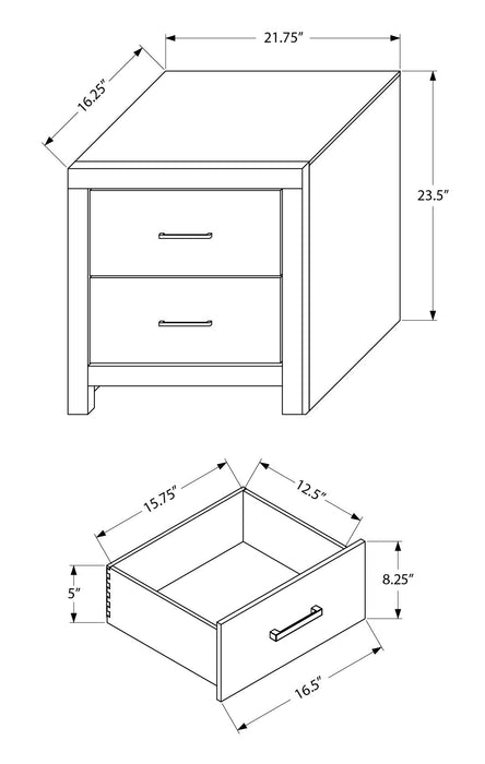 Soren Bedside 2-Drawer Nightstand, 22\"W x 24\"H - Graphite Grey
