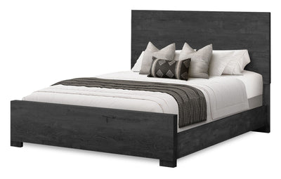 Soren Panel Bed with Headboard & Frame, Graphite Grey - Queen Size | Lit à panneaux Soren avec tête de lit et cadre de lit, gris graphite - format grand lit