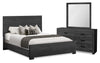 Soren 5pc Bedroom Set with Panel Bed, Dresser & Mirror, Graphite Grey  - Queen Size