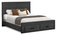 Soren Platform Storage Bed with Panel Headboard & Frame, Graphite Grey  - Queen Size 