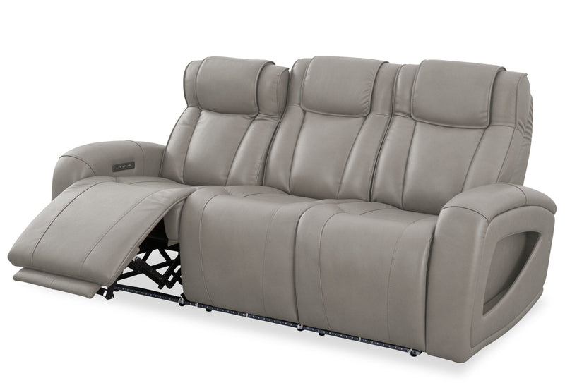 Shaquille O’Neal Home Titan 92\" Genuine Leather Power Reclining Sofa with Shaq-o-pedic Comfort – Slate 