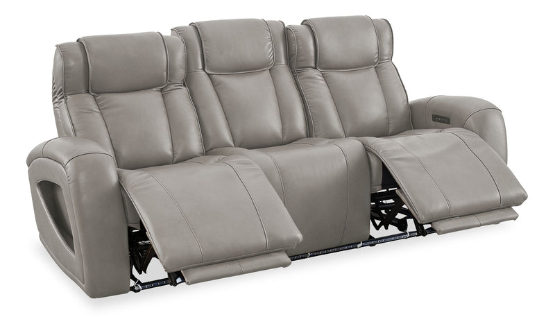 Shaquille O’Neal Home Titan 92\" Genuine Leather Power Reclining Sofa with Shaq-o-pedic Comfort – Slate 