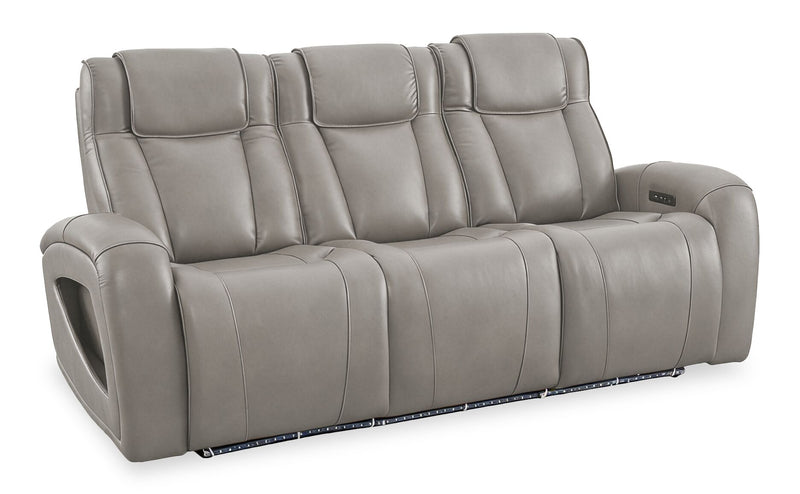 Shaquille O’Neal Home Titan 92\" Genuine Leather Power Reclining Sofa with Shaq-o-pedic Comfort – Slate 