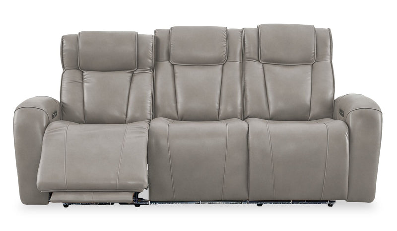 Shaquille O’Neal Home Titan 92\" Genuine Leather Power Reclining Sofa with Shaq-o-pedic Comfort – Slate 