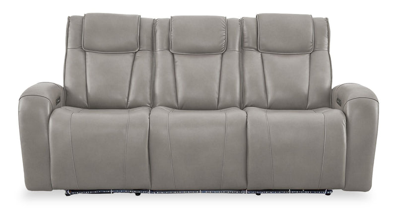 Shaquille O’Neal Home Titan 92\" Genuine Leather Power Reclining Sofa with Shaq-o-pedic Comfort – Slate 