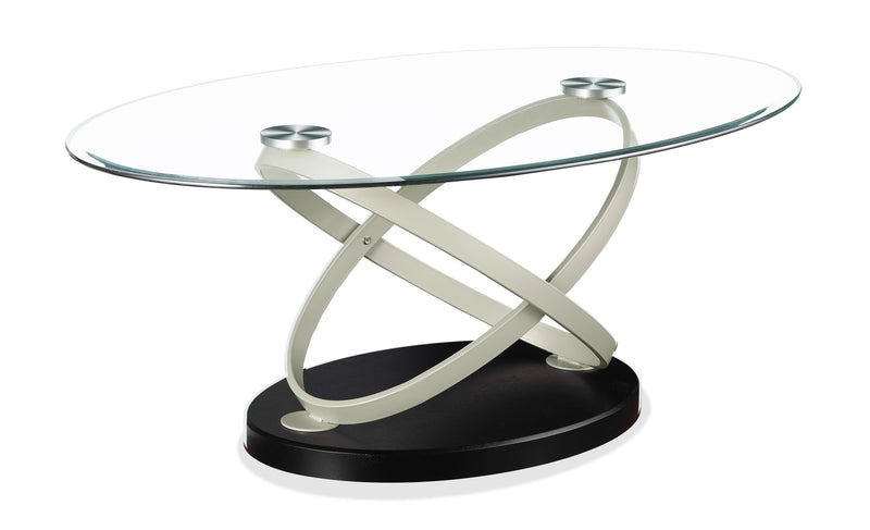 Vikki 48\" Modern Oval Glass Top Coffee Table - Glass with Metal Base
