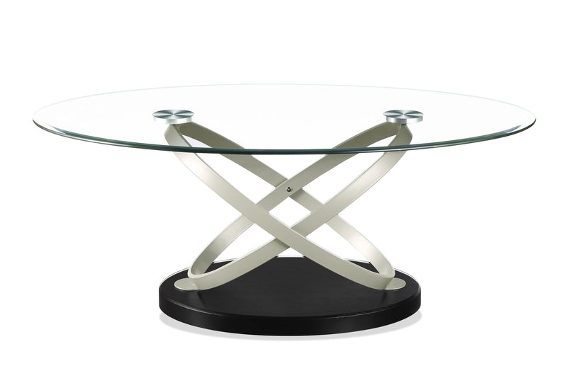 Vikki 48\" Modern Oval Glass Top Coffee Table - Glass with Metal Base