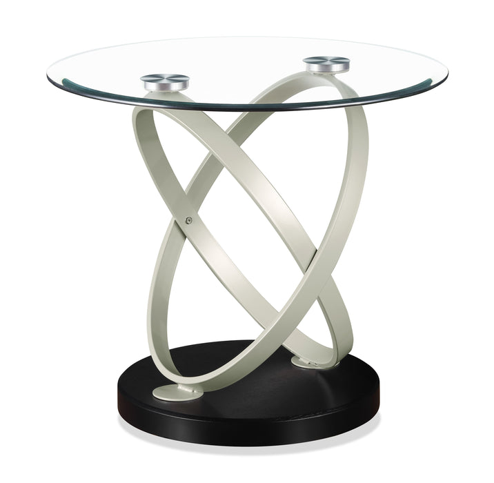 Vikki 26\" Modern Round Glass Top End Table - Glass with Metal Base