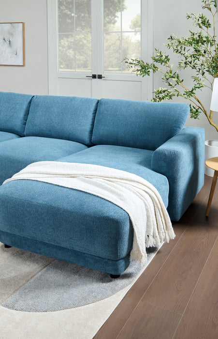 Voyage Modular 7-Piece Right-Facing Fabric Sectional with Console and Removable Back Cushions – Blue