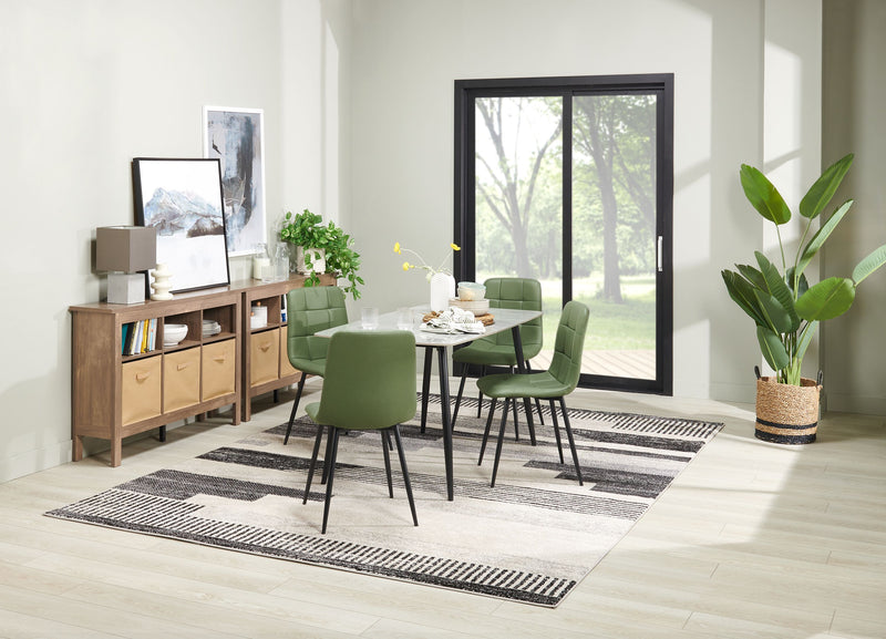 Arlo 5pc Dining Set with Table & 4 Green Chairs, Sintered Stone & Metal, 55\"W - Green & Grey/Black