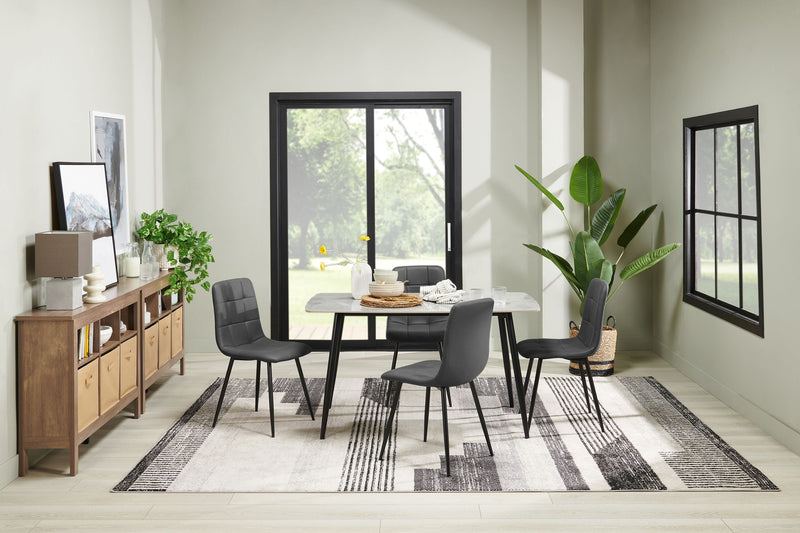 Arlo 5pc Dining Set with Table & 4 Charcoal Chairs, Sintered Stone & Metal, 55\"W - Charcoal & Grey/Black