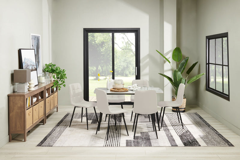 Arlo Dining Chair with Cushion Fabric Tufted Seat & Back, Metal – Grey