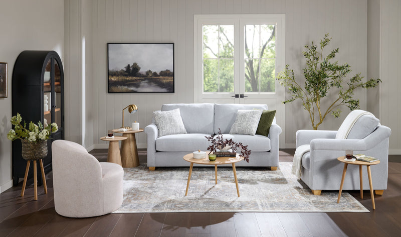 Finesse 81\" Contemporary Chenille Fabric Sofa - Heather Grey