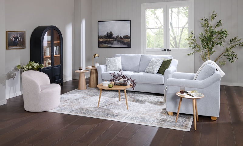 Finesse 81\" Contemporary Chenille Fabric Sofa - Heather Grey