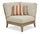 Juno Outdoor Patio Corner Chair - Eucalyptus Wood & Nuvella Fabric, Weather Resistant - Natural/Beige