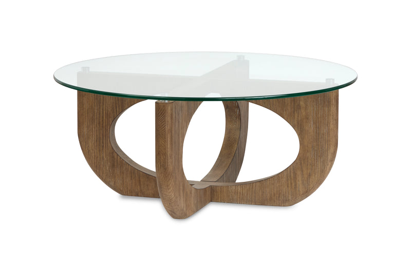 Kerwin 40\" Coffee Table with Glass Top - Almond