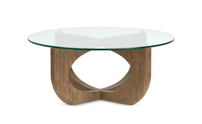 Kerwin 40\" Coffee Table with Glass Top - Almond