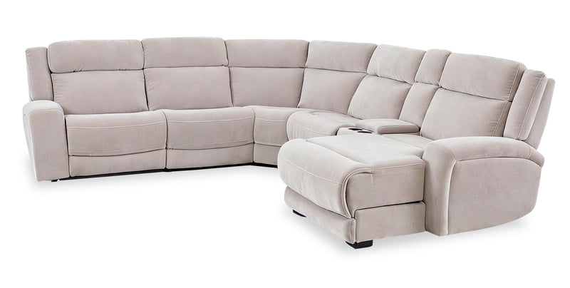 Shaquille O’Neal Home Legacy 6-Piece Right-Facing Power Reclining Sectional with Shaq-o-pedic Comfort - Grey 