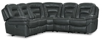 Leo 5-Piece Leather-Look Fabric Power Reclining Sectional - Grey 