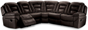 Leo 5-Piece Leather-Look Fabric Power Reclining Sectional - Walnut Brown