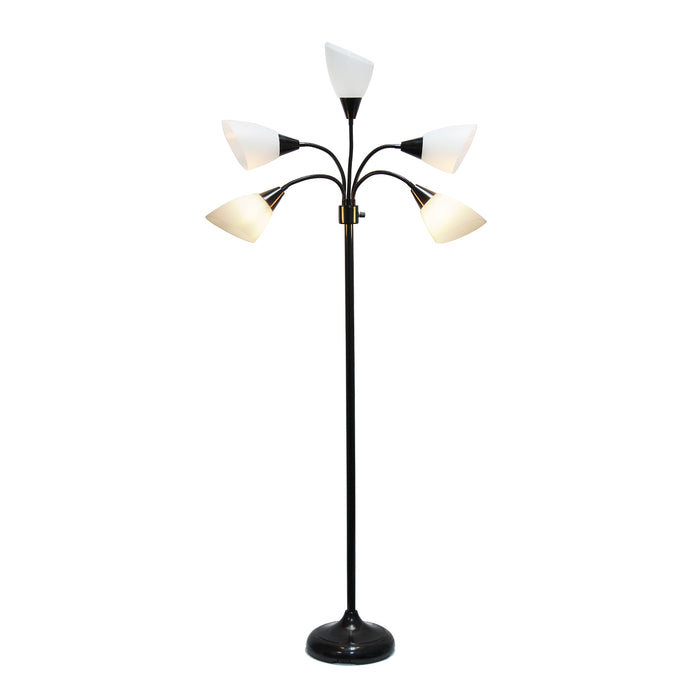 Simple Designs 67\" Contemporary Multi-Head Medusa 5-Light Adjustable Gooseneck Floor Lamp - Black and White
