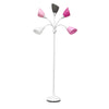 Simple Designs 67\" Contemporary Multi-Head Medusa 5-Light Adjustable Gooseneck Floor Lamp - Pink, White and Grey
